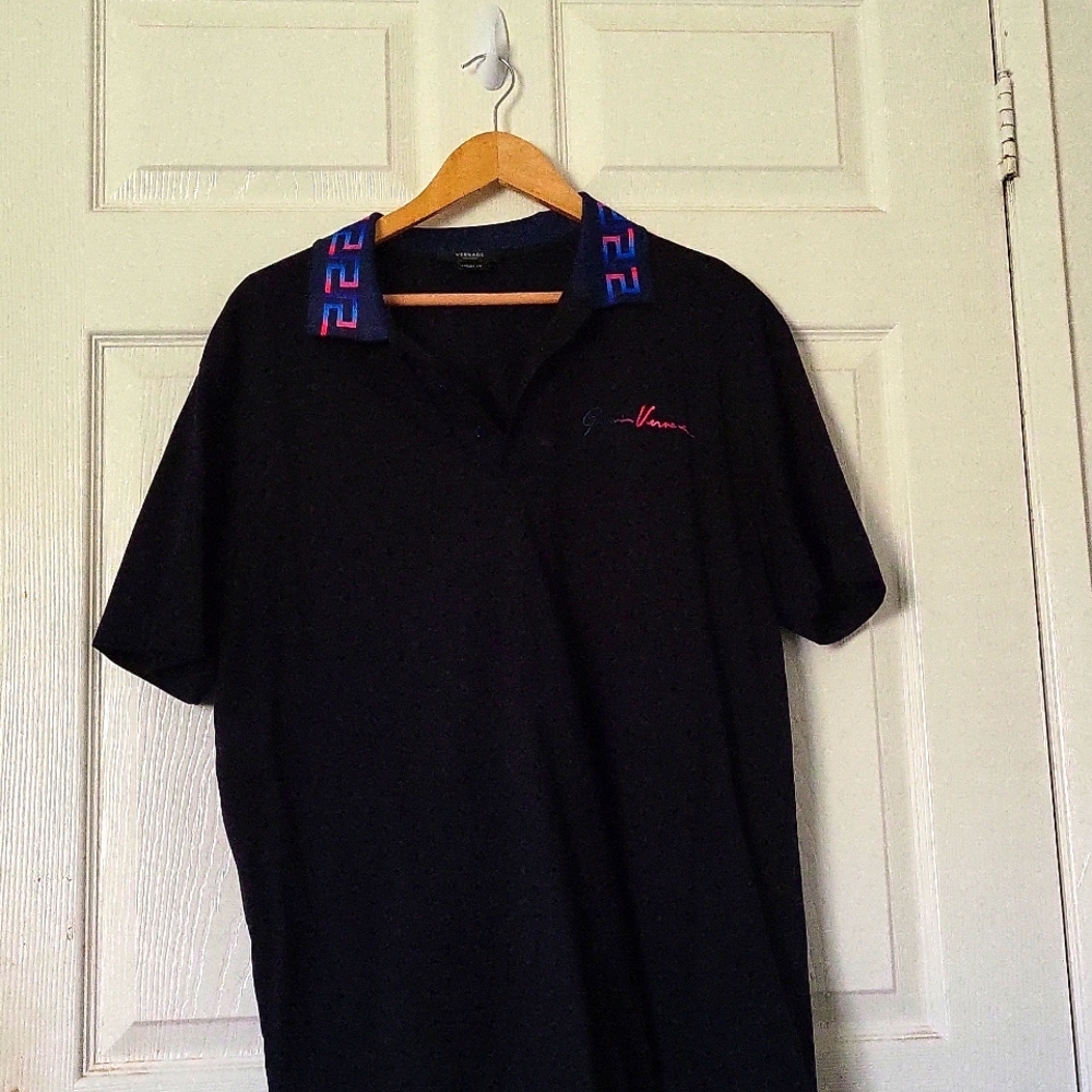 Versace Authentic Signature Black Navy Polo Shirt Versace size 2xl (US Size XL)